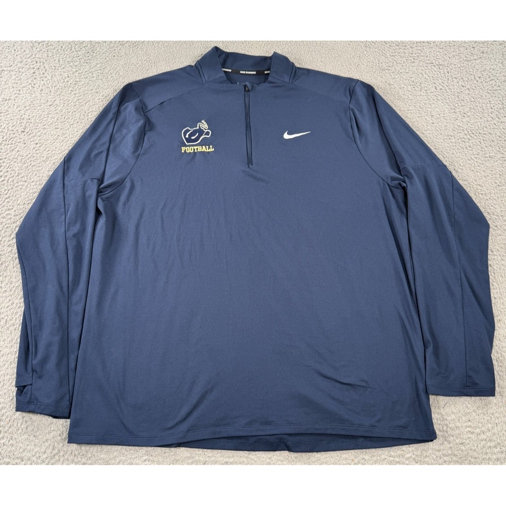 Nike Running Jacket Mens XL Blue Quarter‎ Zip Top Long Sleeve Pullover Dri-Fit